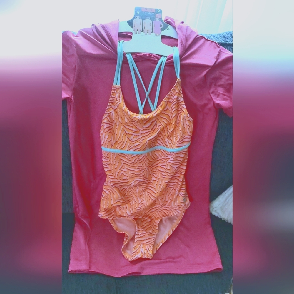 Spyder Girls M(10) One Piece Swimsuit with Coverup UPF 30+